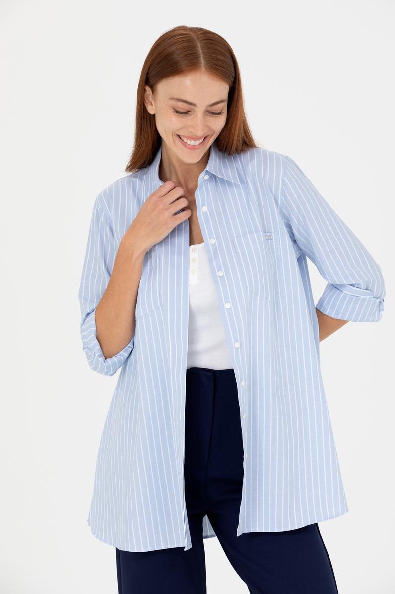 Kadın Mavi Uzun Kollu Tunik