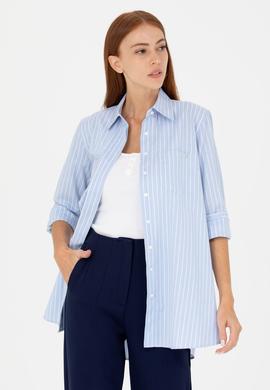 Kadın Mavi Uzun Kollu Tunik - 50266745014