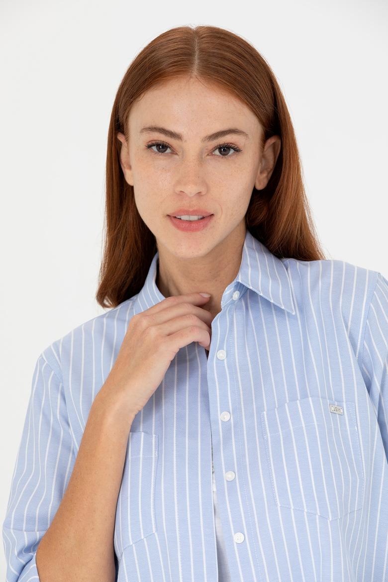 Kadın Mavi Uzun Kollu Tunik - 50266745014