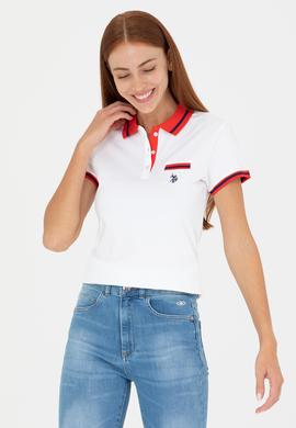 Kadın Beyaz Polo Yaka Tişört - 50271591004