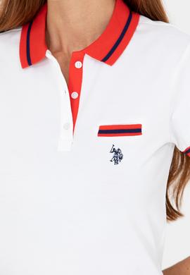 Kadın Beyaz Polo Yaka Tişört - 50271591004