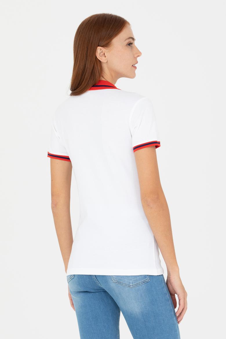 Kadın Beyaz Polo Yaka Tişört - 50271591004