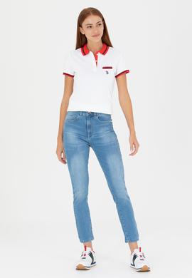 Kadın Beyaz Polo Yaka Tişört - 50271591004