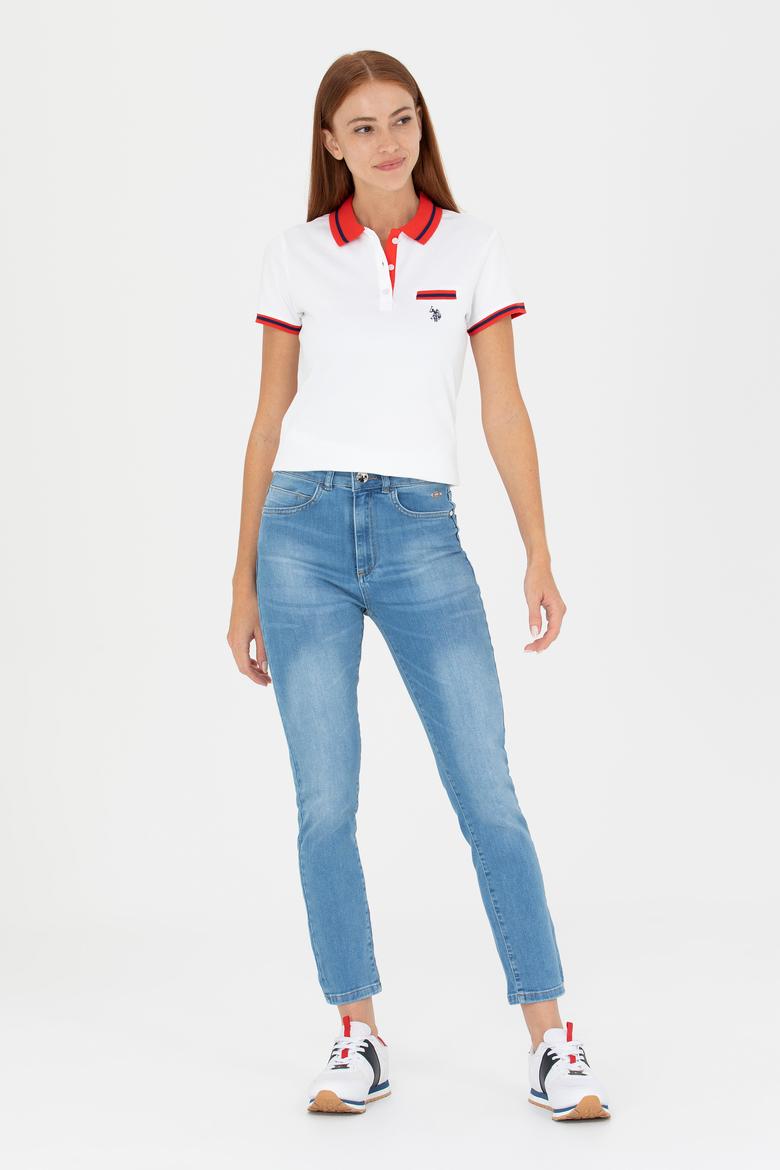 Kadın Beyaz Polo Yaka Tişört - 50271591004