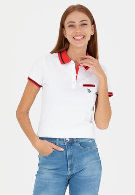 Kadın Beyaz Polo Yaka Tişört - 50271591004