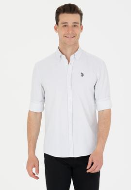 Erkek Lacivert Çizgili Beyaz Gömlek - 50273941023