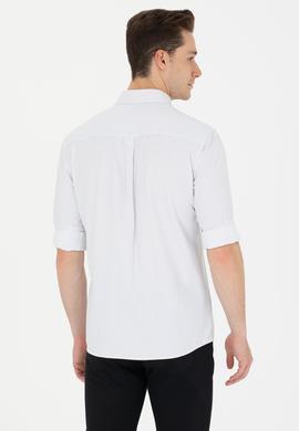 Erkek Lacivert Çizgili Beyaz Gömlek - 50273941023