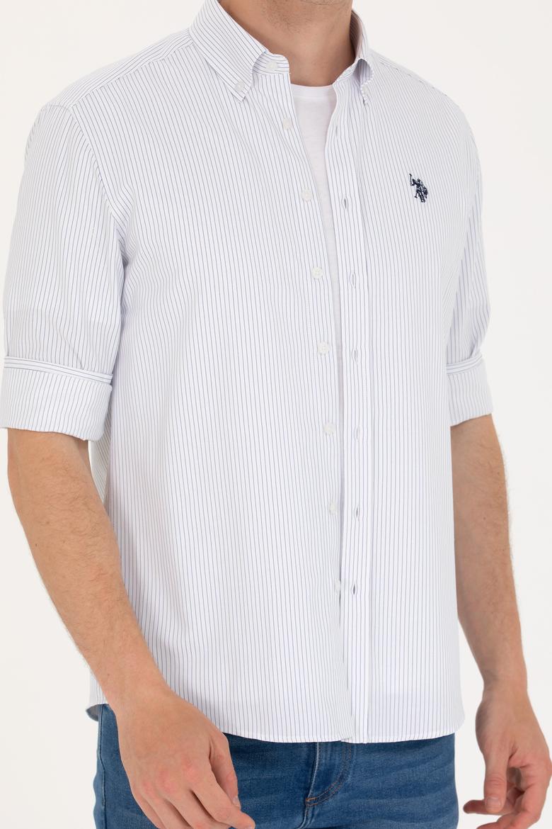 Erkek Saks Çizgili Beyaz Gömlek - 50273941028