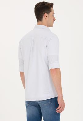 Erkek Saks Çizgili Beyaz Gömlek - 50273941028