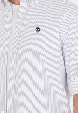 Erkek Saks Çizgili Beyaz Gömlek - 50273941028