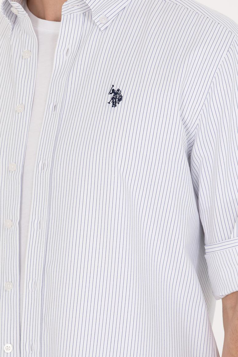Erkek Saks Çizgili Beyaz Gömlek - 50273941028