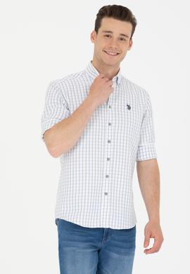 Erkek Lacivert Kareli Beyaz Gömlek - 50273945009