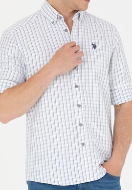 Erkek Lacivert Kareli Beyaz Gömlek - 50273945009