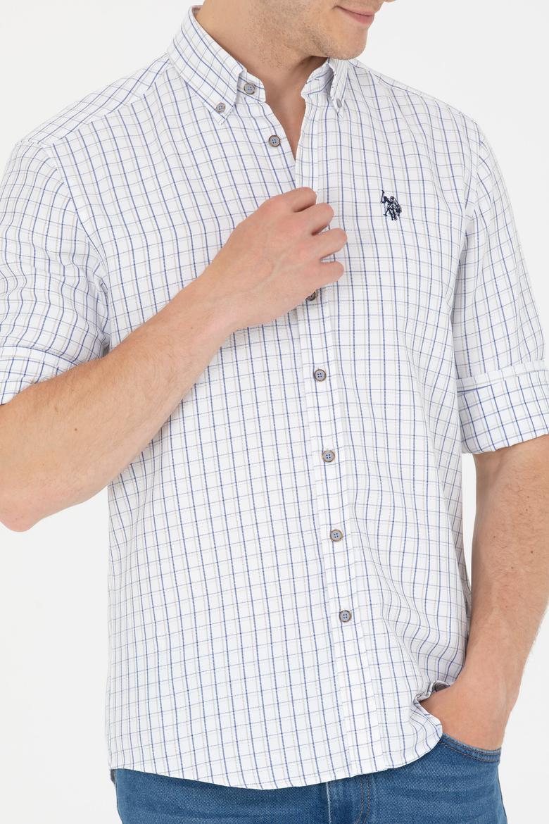 Erkek Lacivert Kareli Beyaz Gömlek - 50273945009