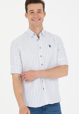 Erkek Lacivert Kareli Beyaz Gömlek - 50273945009