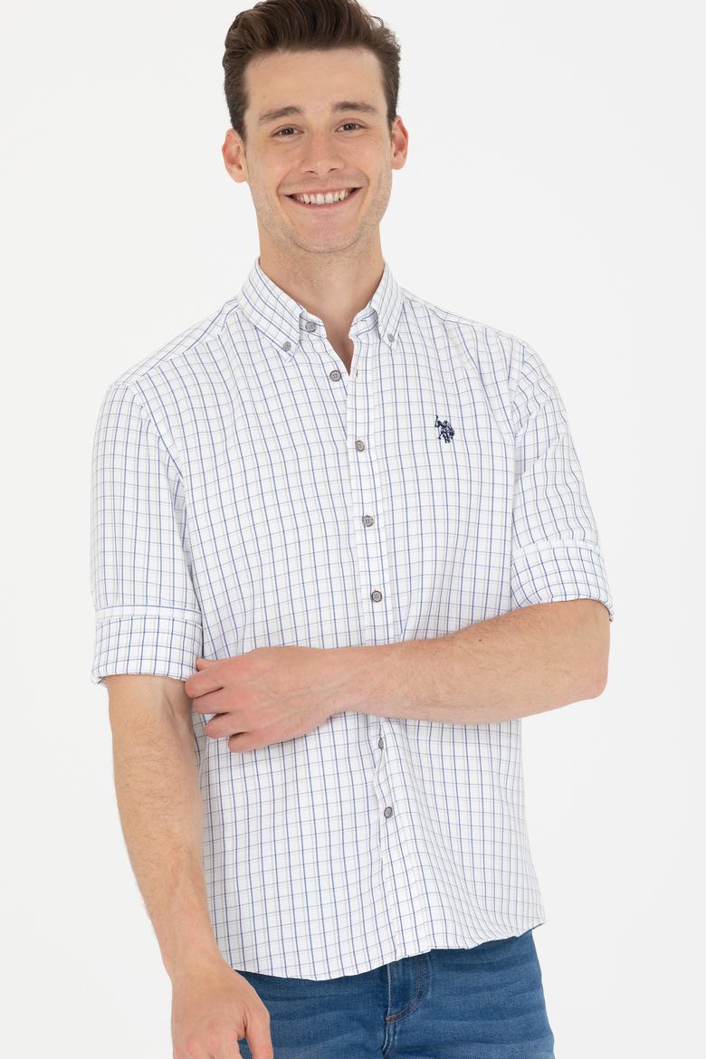 Erkek Lacivert Kareli Beyaz Gömlek - 50273945009