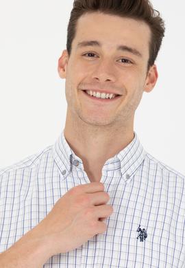 Erkek Lacivert Kareli Beyaz Gömlek - 50273945009