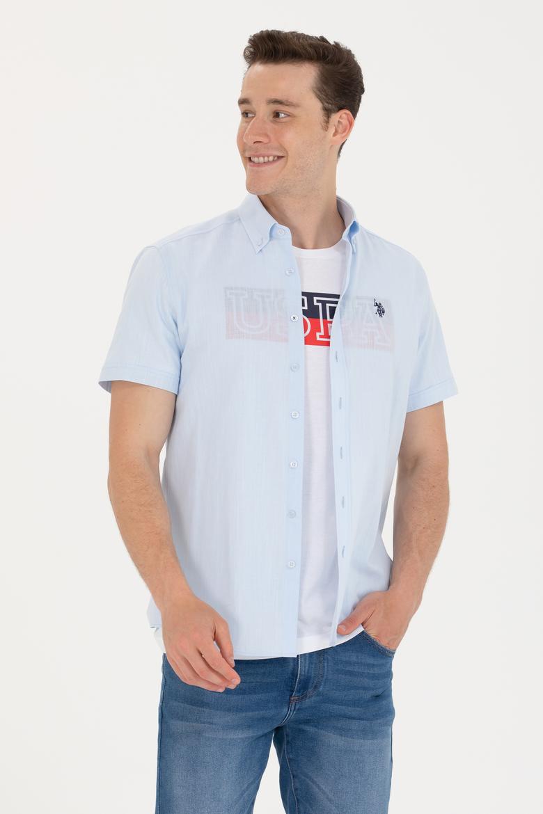 Erkek Açık Mavi Kısa Kollu Gömlek - 50266497054