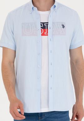 Erkek Açık Mavi Kısa Kollu Gömlek - 50266497054