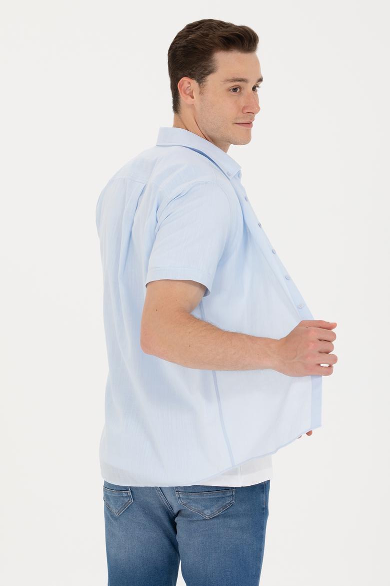Erkek Açık Mavi Kısa Kollu Gömlek - 50266497054