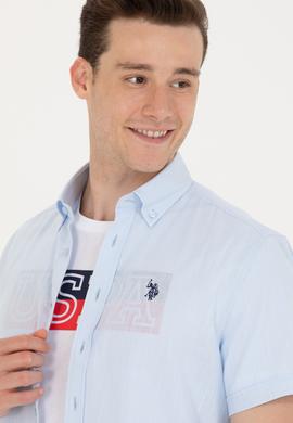 Erkek Açık Mavi Kısa Kollu Gömlek - 50266497054