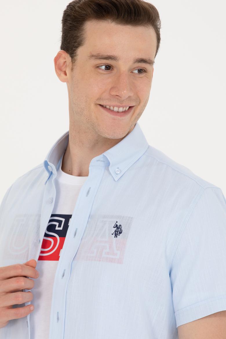 Erkek Açık Mavi Kısa Kollu Gömlek - 50266497054