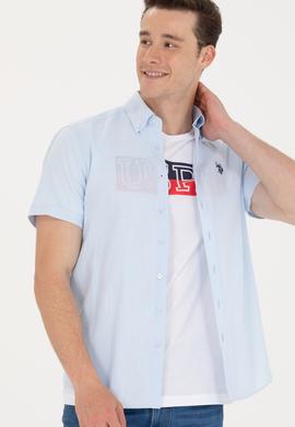 Erkek Açık Mavi Kısa Kollu Gömlek - 50266497054