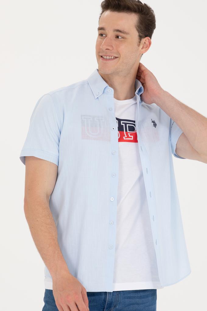 Erkek Açık Mavi Kısa Kollu Gömlek