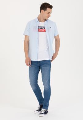 Erkek Açık Mavi Kısa Kollu Gömlek - 50266497054
