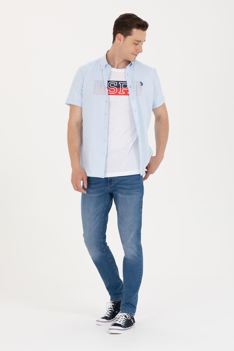 Erkek Açık Mavi Kısa Kollu Gömlek - 50266497054