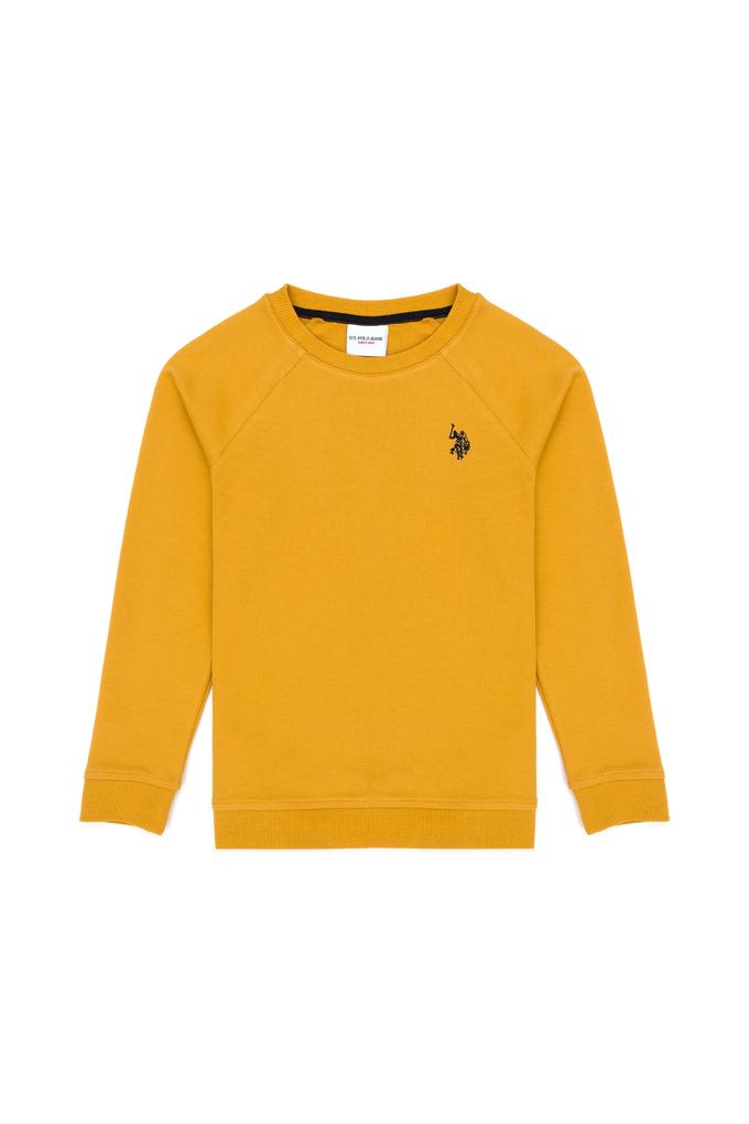 Çocuk Hardal Basic Bisiklet Yaka Sweatshirt