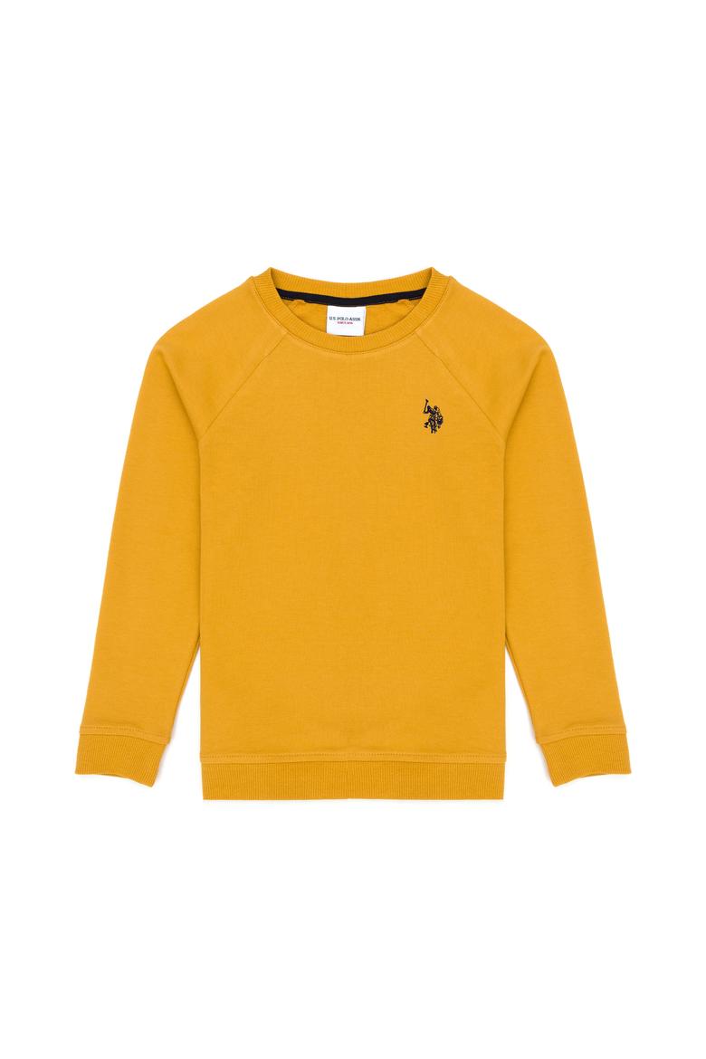 Çocuk Hardal Basic Bisiklet Yaka Sweatshirt