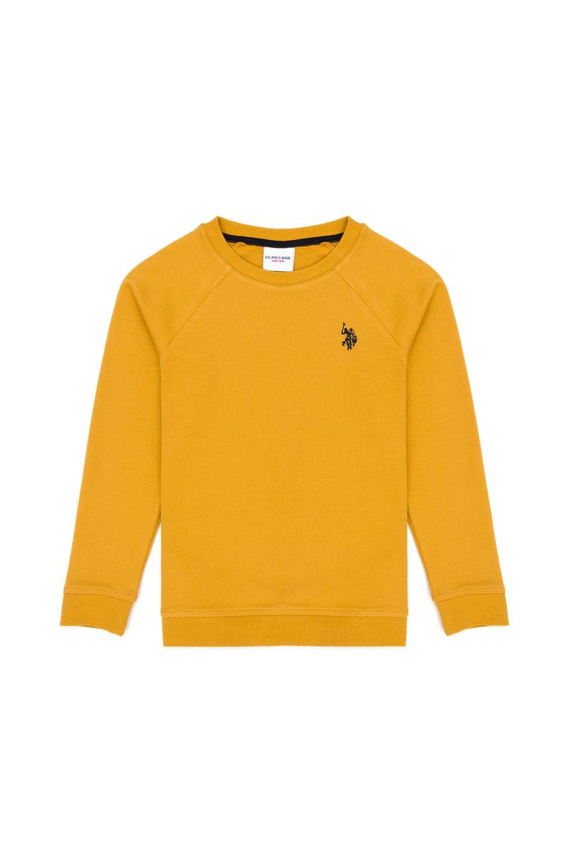 Çocuk Hardal Basic Bisiklet Yaka Sweatshirt