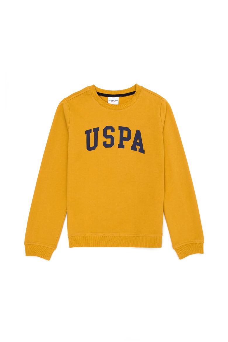 Çocuk Hardal Basic Bisiklet Yaka Sweatshirt