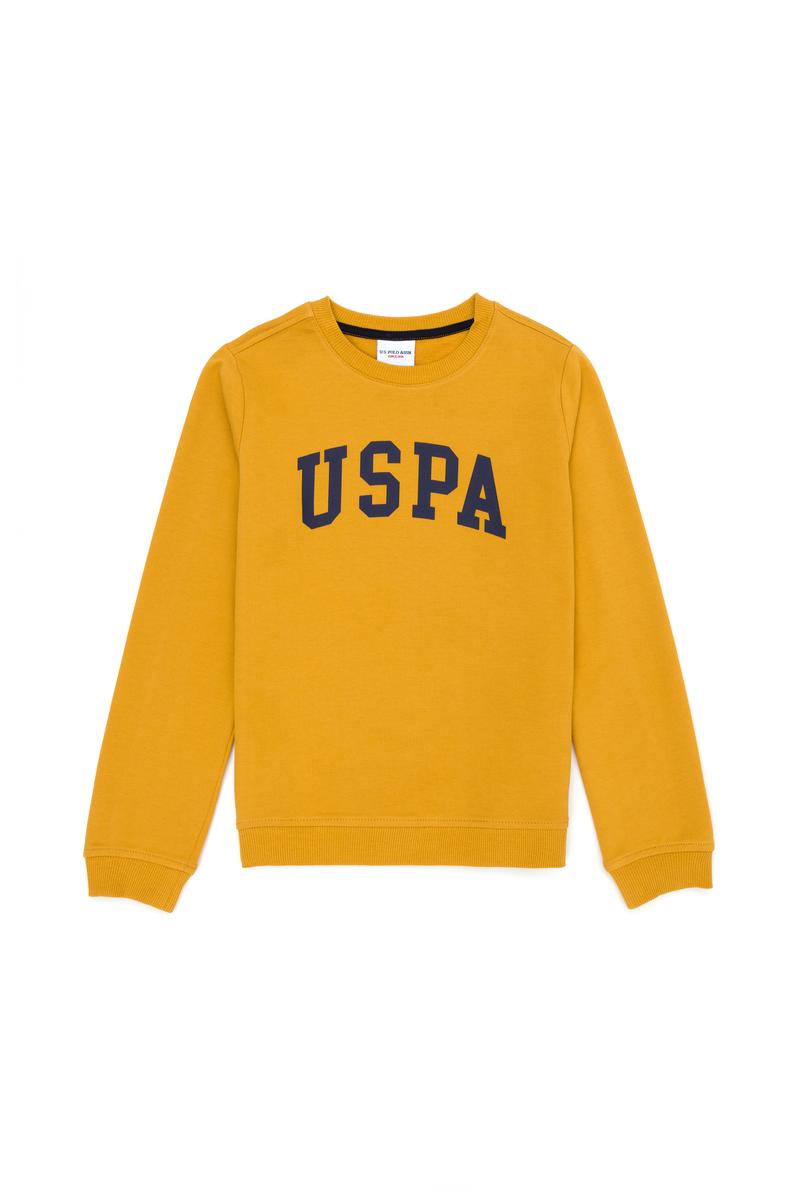 Çocuk Hardal Basic Bisiklet Yaka Sweatshirt