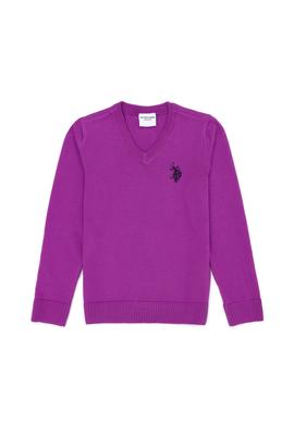 Kız Çocuk Violet Basic V Yaka Kazak - 50275850032