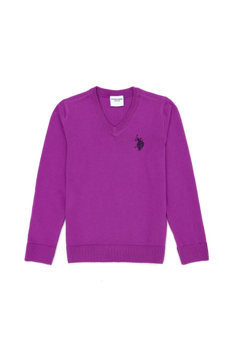 Kız Çocuk Violet Basic V Yaka Kazak - 50275850032