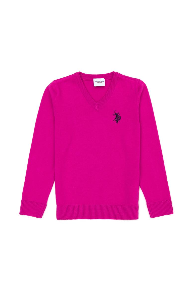 Kız Çocuk Menekşe Basic V Yaka Kazak - 50275850044