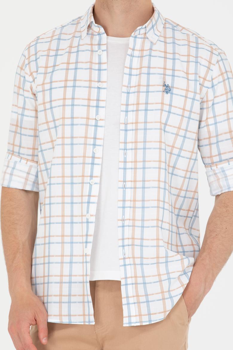 Erkek Ekoseli Ekru Gömlek - 50266121032