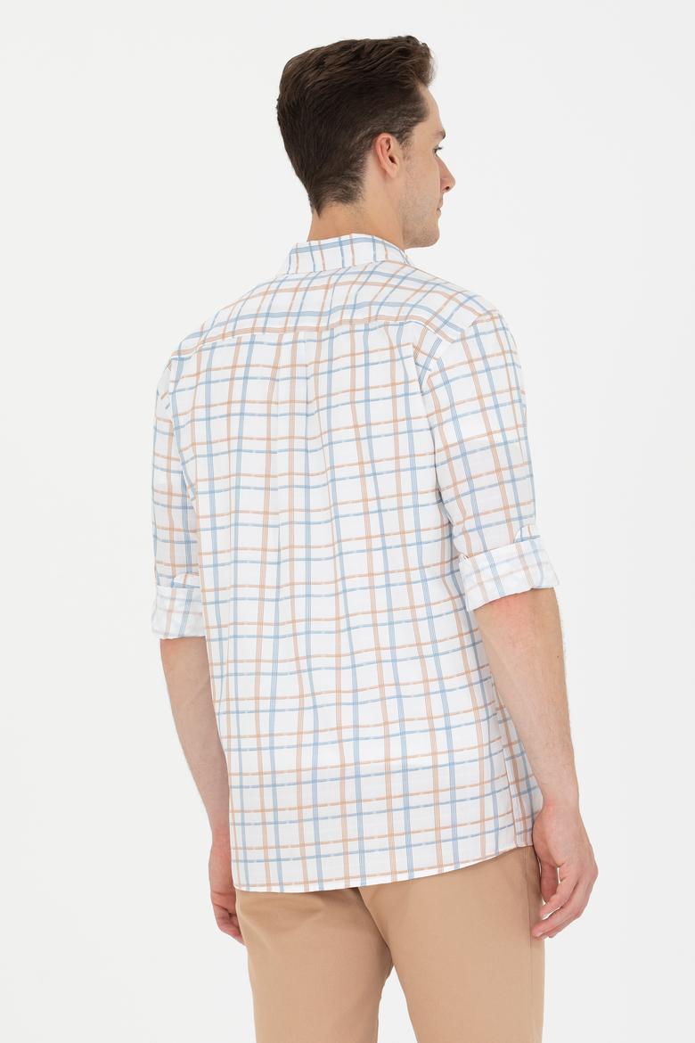 Erkek Ekoseli Ekru Gömlek - 50266121032