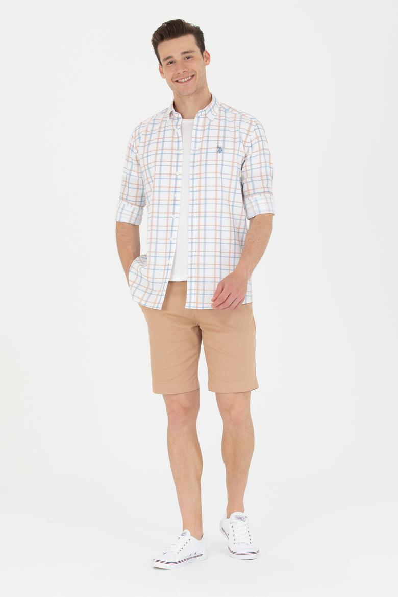 Erkek Ekoseli Ekru Gömlek - 50266121032