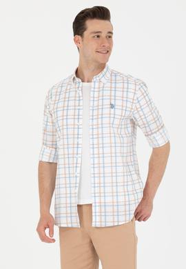 Erkek Ekoseli Ekru Gömlek - 50266121032