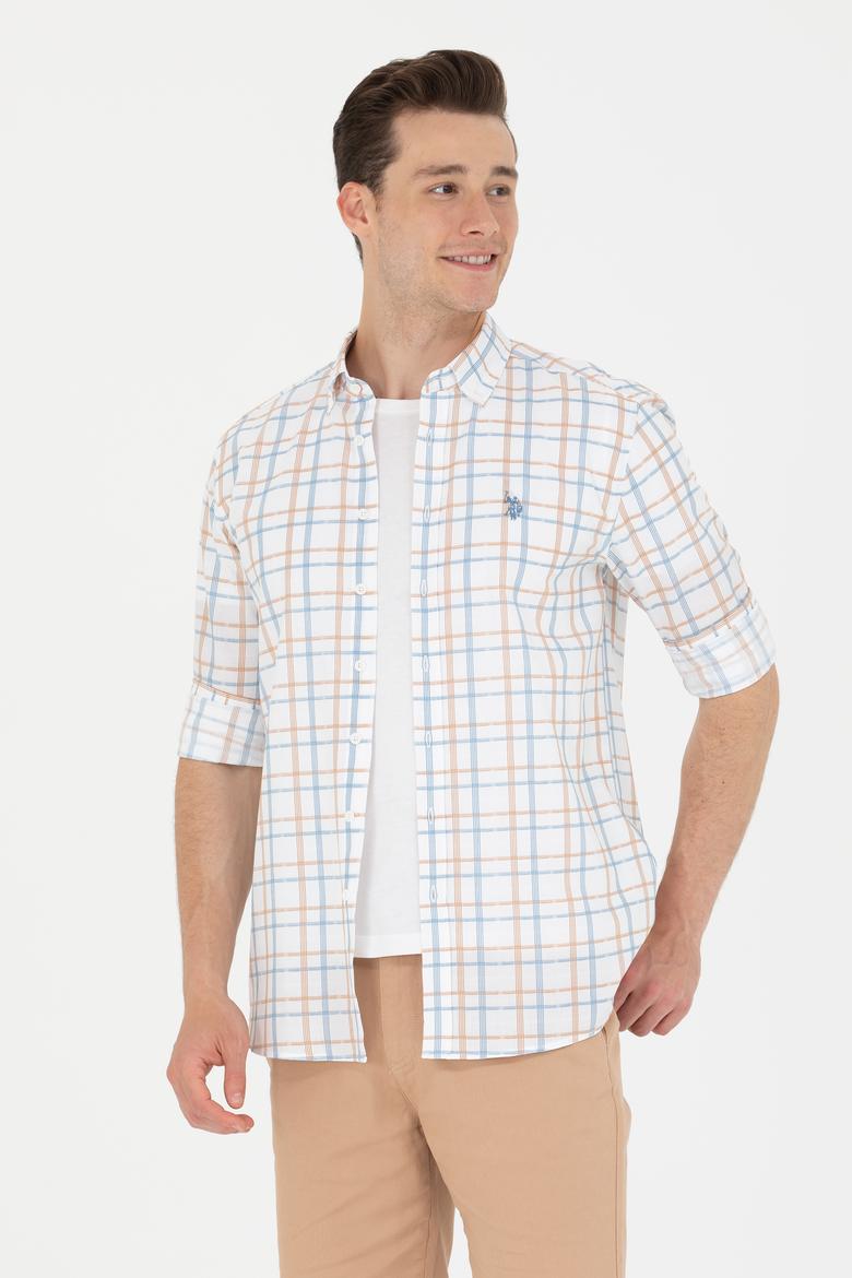 Erkek Ekoseli Ekru Gömlek - 50266121032