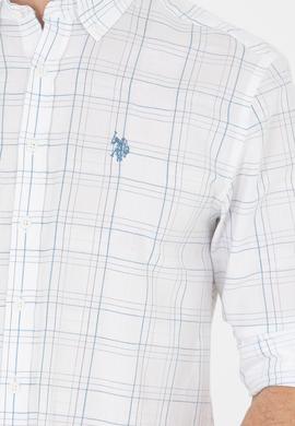 Erkek Mavi Ekoseli Beyaz Gömlek - 50266122026