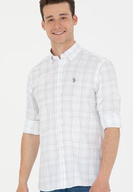 Erkek Mavi Ekoseli Beyaz Gömlek - 50266122026