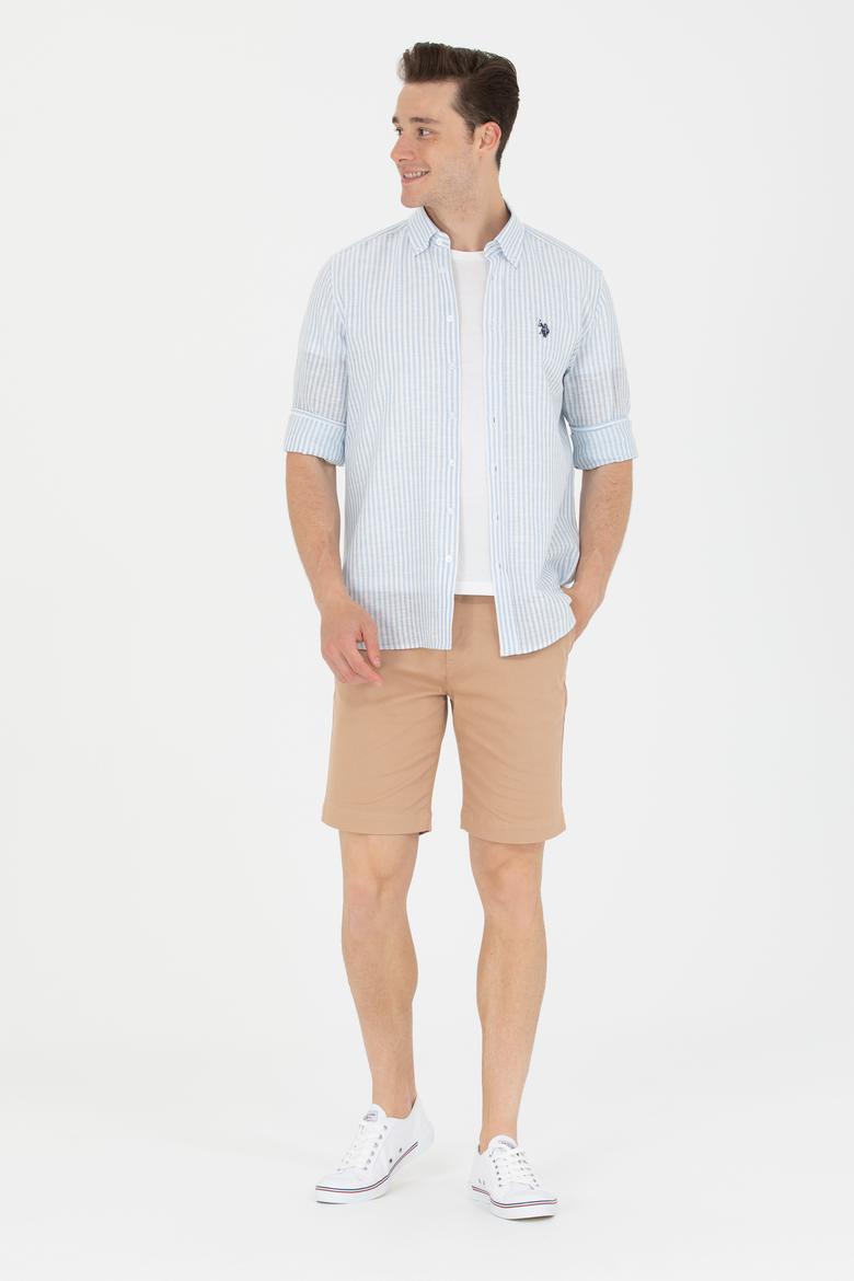 Erkek Mavi Çizgili Beyaz Gömlek - 50275859009