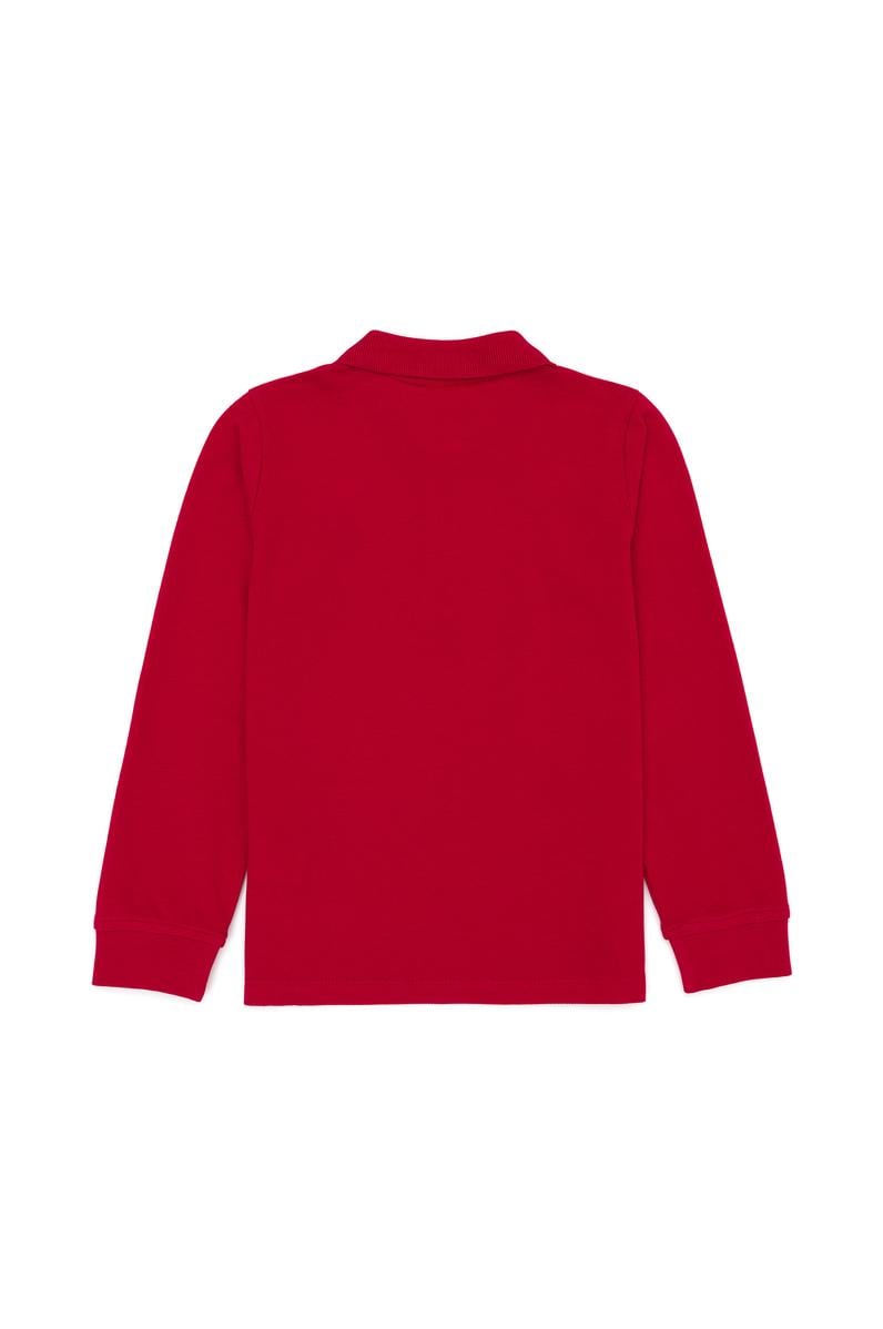 Erkek Çocuk Kırmızı Basic Polo Yaka Sweatshirt