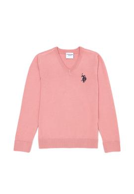 Kız Çocuk Pudra Basic V Yaka Kazak - 50275850030