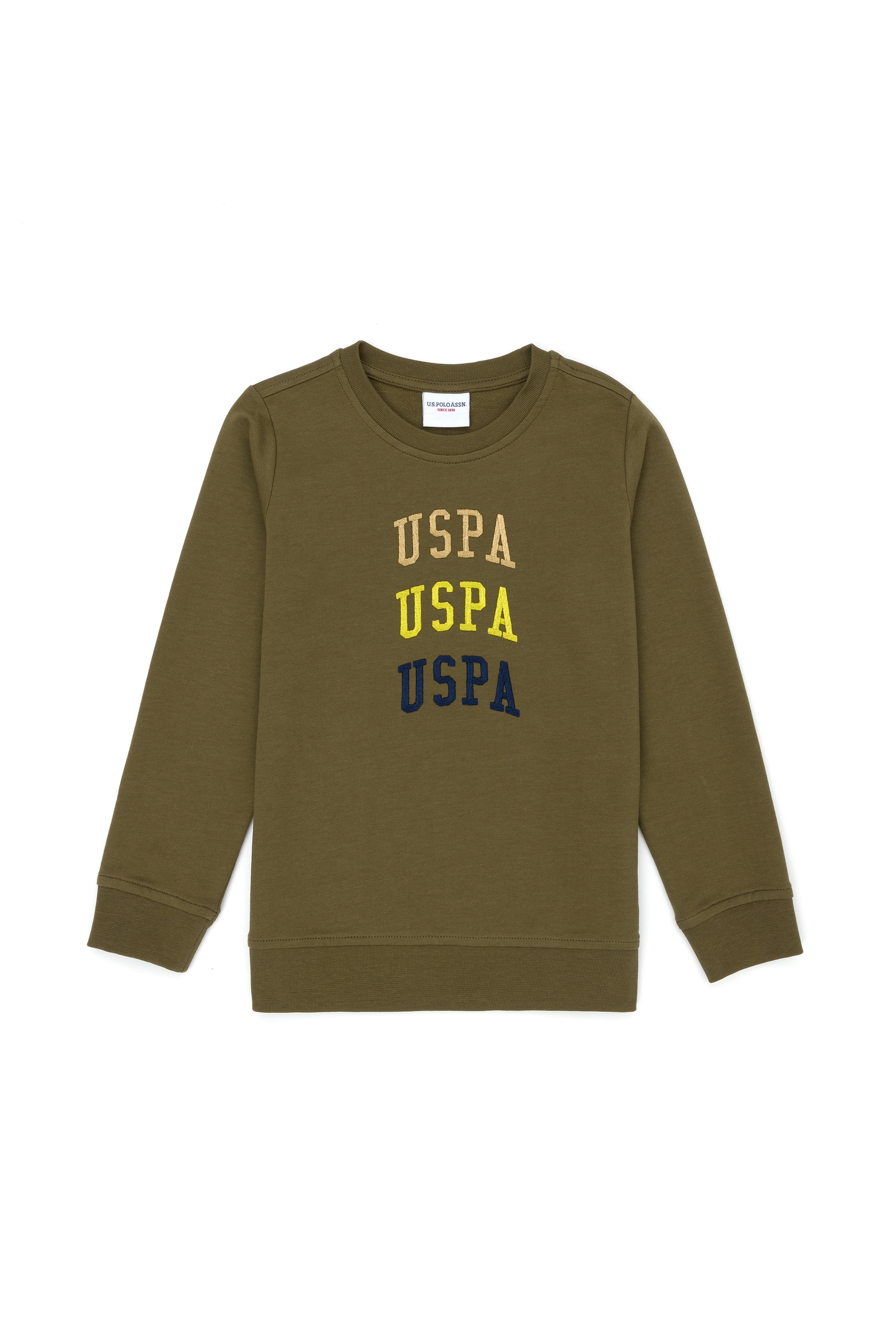 Çocuk Haki Bisiklet Yaka Sweatshirt - Image 1