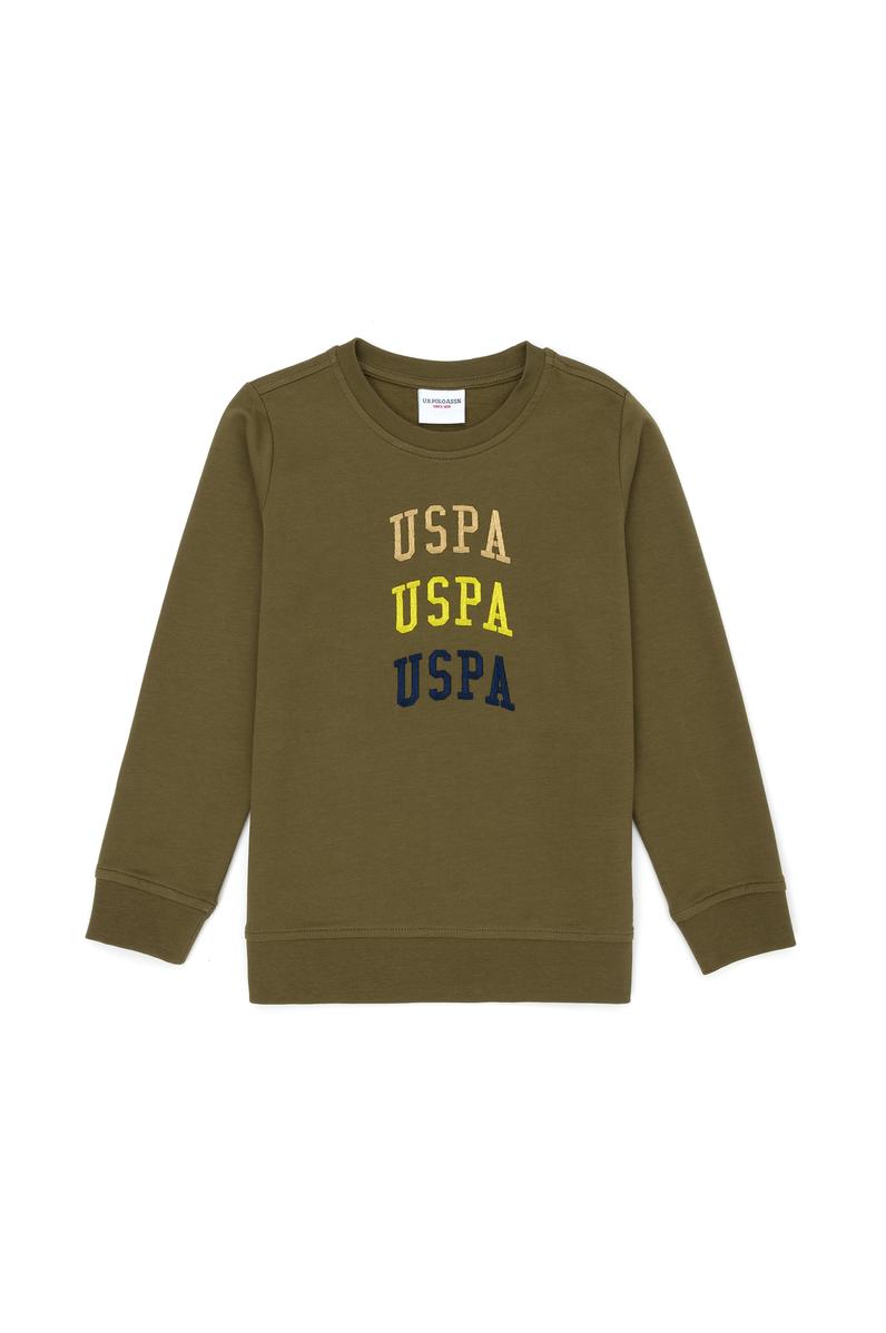Çocuk Haki Bisiklet Yaka Sweatshirt